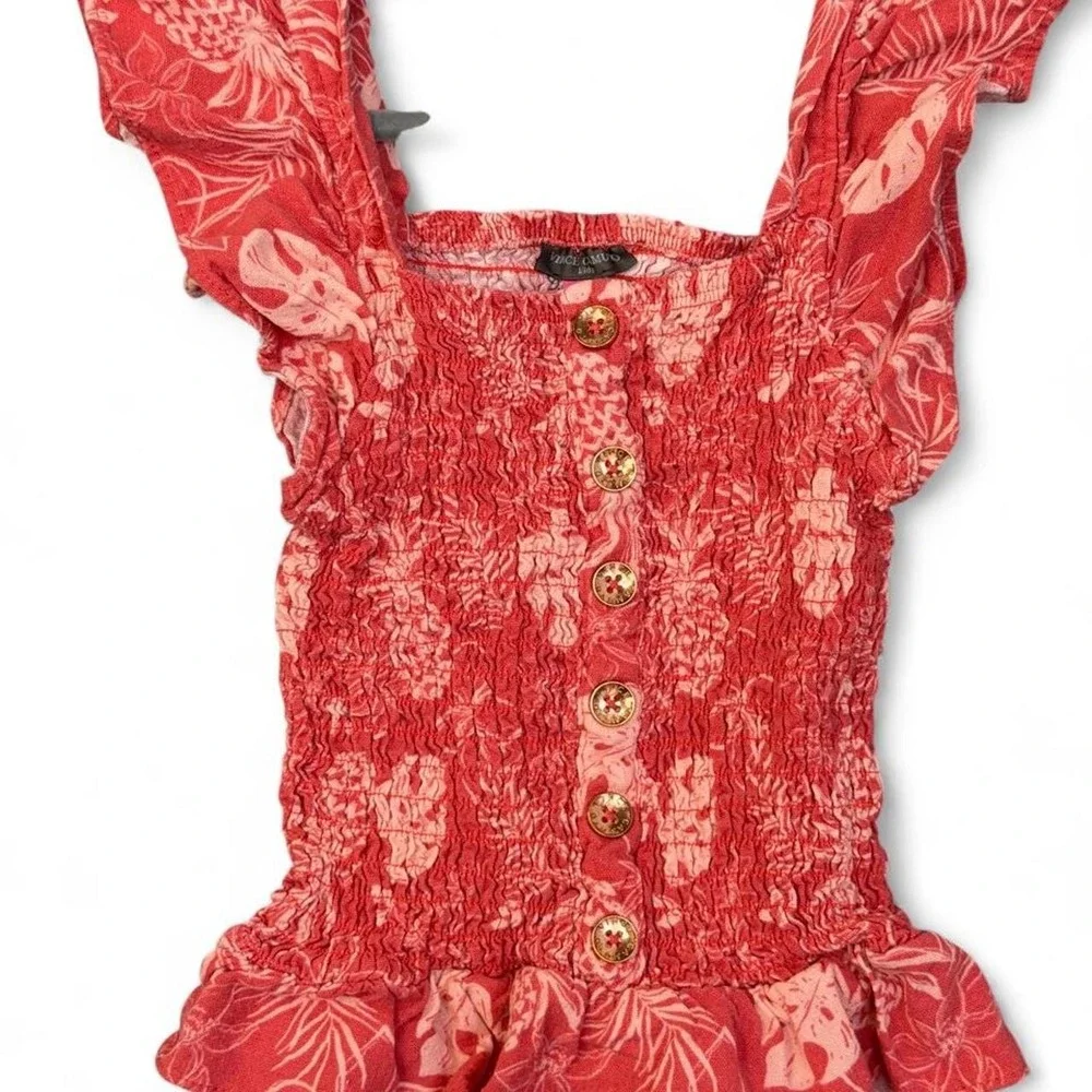 Vince Camuto Kids Girls Size 10 Tropical Linen Blend 2-Piece Set Smocked Top